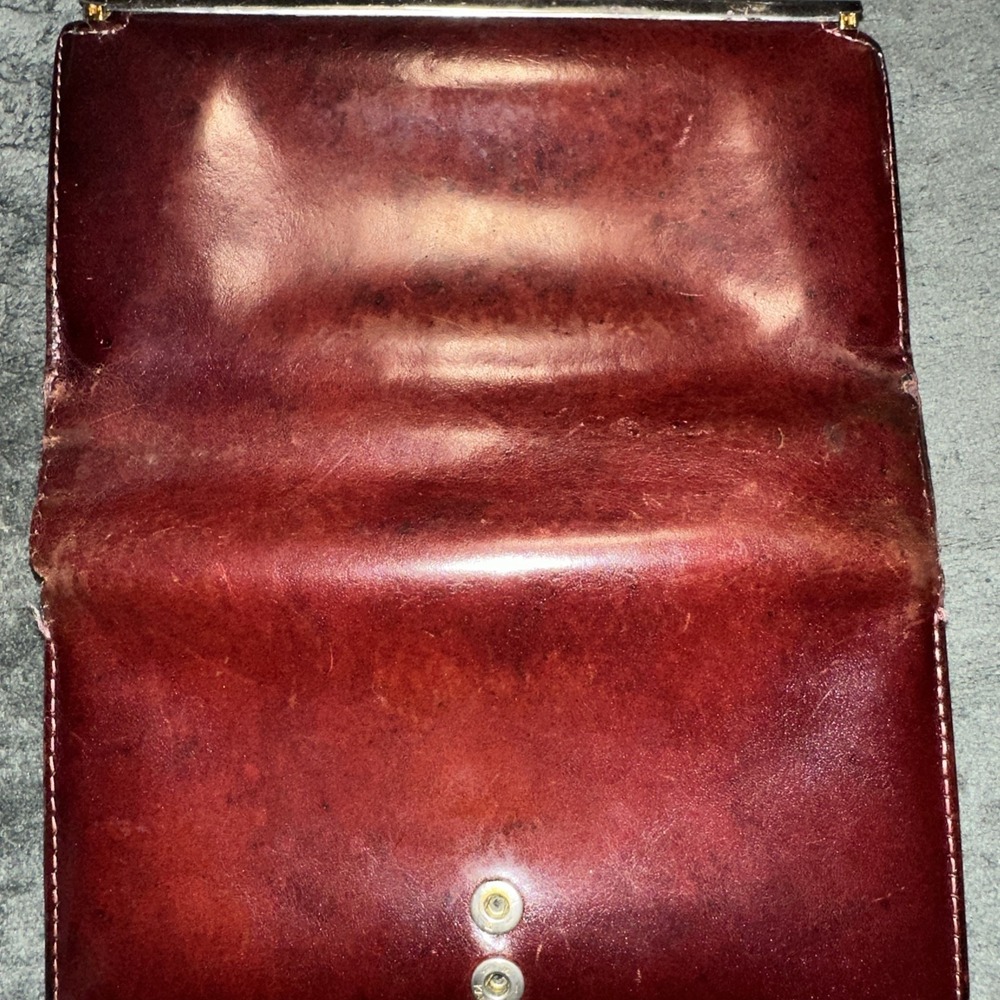 Bosca Vintage Women's Burgundy Leather Checkbook Wallet Pre-Owned Made In Italy - Picture 7 of 13